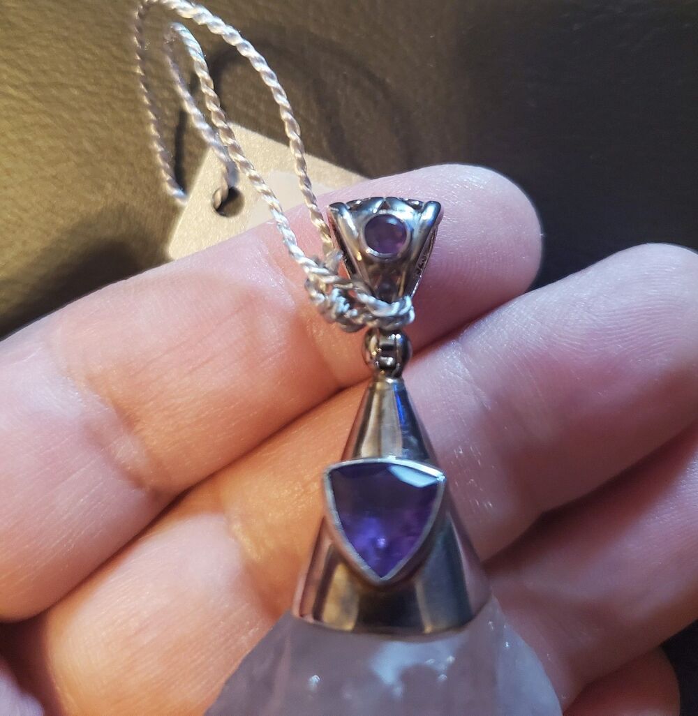 Starborn Creations Raw Amethyst 925 Silver Artisan Pendant Aquarius February - Picture 13 of 15